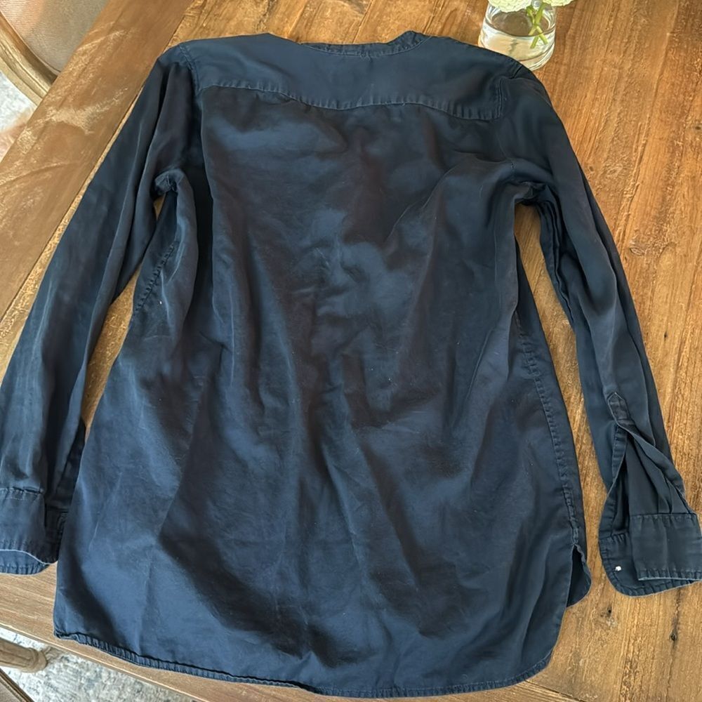 Gap Navy Tunic Top XS Lightweight Utility Blouse Long Sleeve Casual Minimalist - Picture 5 of 6